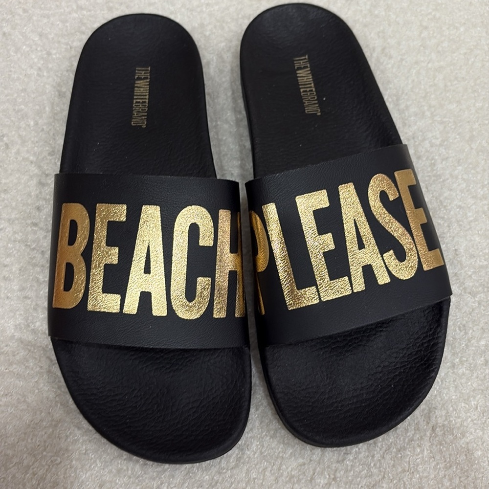 NEW The White Brand Beach Please slides sandals flip flops size 40